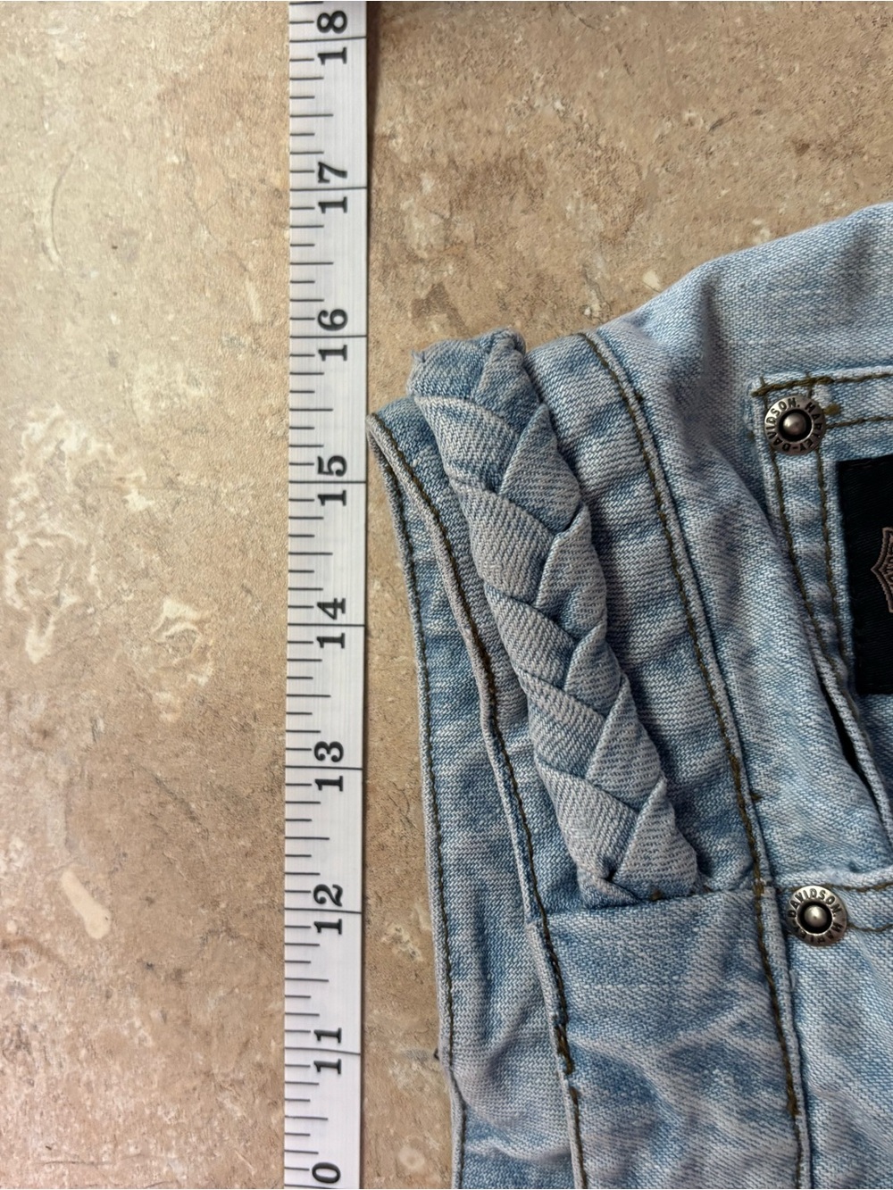 Harley-Davidson Denim Women's Shorts 8 with American Shield Patch - Picture 5 of 8